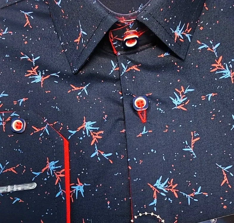 Chlapecká košile s dlouhým rukávem tmavě modrá vzorovaná 18