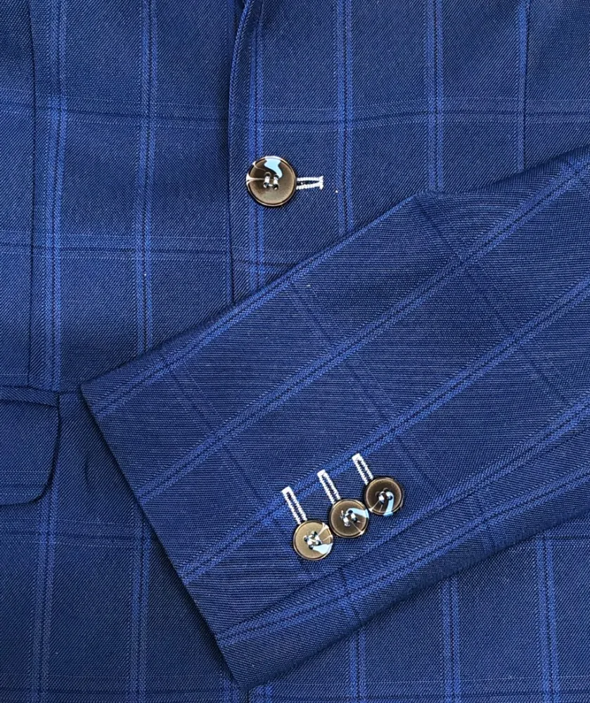 Chlapecký oblek modrý káro