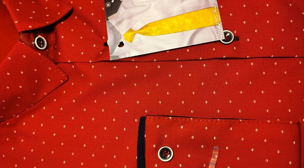 Chlapecká košile s dlouhým rukávem červená vzorovaná 